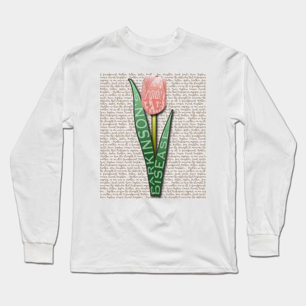 Parkinsons Worded Tulip Long Sleeve T-Shirt by YOPD Artist